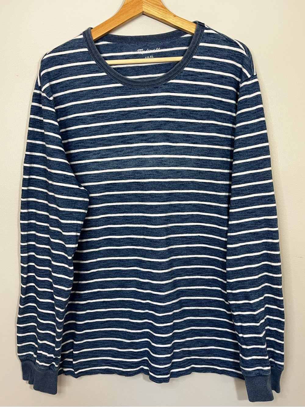 Madewell Blue White Striped Cotton Long Sleeve Tee Men’s XL
